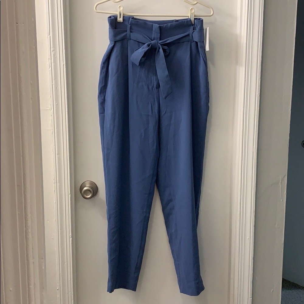 Blue paper bag waist trousers from H&M